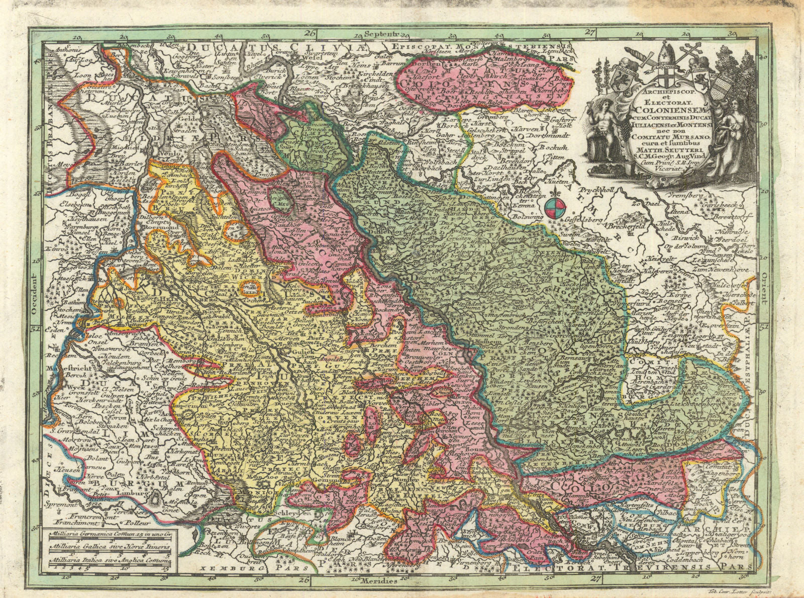 Archiepiscop & Electorat. Coloniensem… North Rhine-Westphalia. Seutter c1744 map